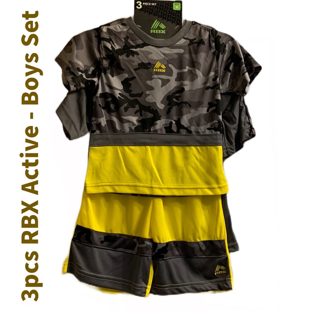 RESERVED 3 Pieces RBX Boy’s Short Set Sports Bundle Yellow Gray 4T